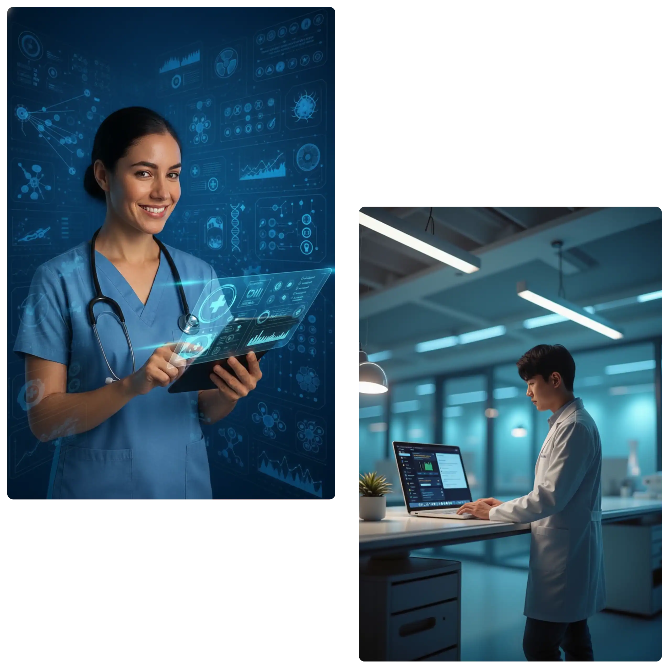 Medical professionals using digital technology in healthcare.